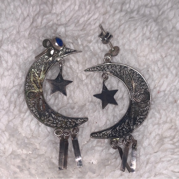 Blue Stone and Silverplated Two set of earings Filigree - Picture 5 of 6